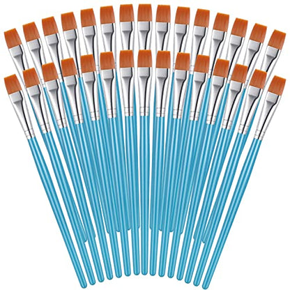 Zonon 30 Pieces Paint Brushes Bulk Small Flat Top Acrylic Oil Paint Brush for Artists Mini Touch up Crafts Detail Painting(1/2 Inch,Blue) - color: Blue, size: 1/2 Inch