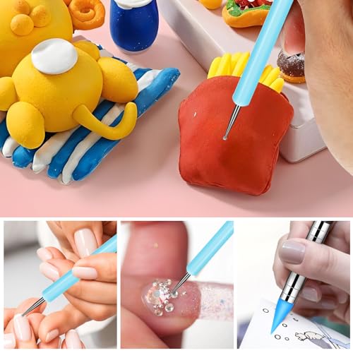 JJUNW 10Pcs Silicone Sculpting Tools, Clay Sculpting Tools, Silicone Paint Brush Modeling Dotting Tool, Pottery Tool Accessories for DIY Handicraft, Brush, Sculpture Pottery, Nail Art