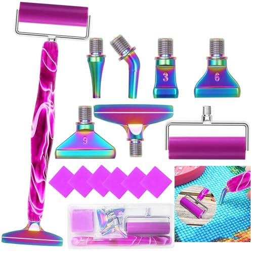 Diamond Art Pens Tools Diamond Painting Accessories Kits with Screw Metal Tip Roller Diamond Painting Pen Drill Bead Dot Pens for Art Craft Nail (Purple Pen Color 6) - color: Purple pen Color 6