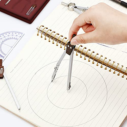 Outus 13 Pcs Geometry Set for Students Metal Compass Math Protractor with Rulers Mechanical Pencil Lead Refills Storage Box of Protractors Kit for School Class Student Drafting Drawing