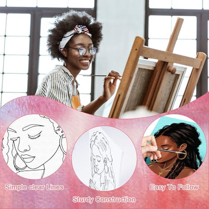 8 Pack Pre Drawn Canvas Painting Kits for Adults Sip and Paint Kit Pre Stretched Canvases Painting Party Supplies for Beginner Artists (Pray Girl, 8 x 10 Inches) - size: 8x10, style: Pray Girl,without Frame