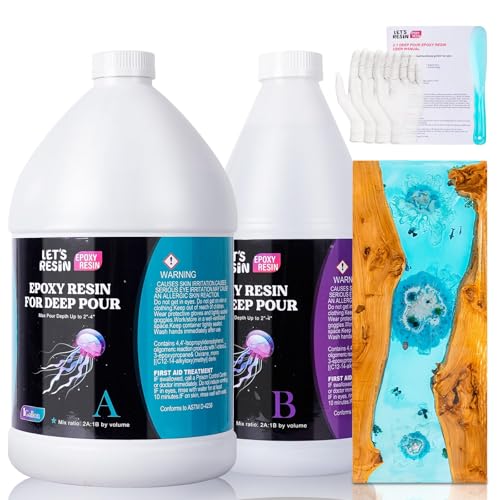 LET'S RESIN EPOXY RESIN Deep Pour Epoxy Resin 1.5 Gallon,2 to 4 Inch Depth Crystal Clear Epoxy for Flower Preservation,Bubble Free & Low Viscosity Casting Resin for River Table,Art,Crafts - size: 1.5 gallon