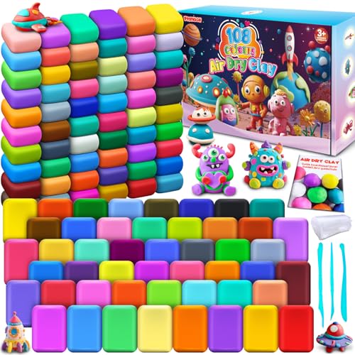 Magic Clay - Air Dry Clay 108 Colors, Modeling Clay for Kids with Tools, Soft & Ultra Light, Toys Gifts for Age 3 4 5 6 7 8+ Years Old Boys Girls Kids - color: 108 Colors