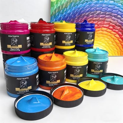 Heavy Body Acrylic Paint Set, 18 Colors (220ml/7.44oz) – Rich Pigment Artist Acrylic Paint for Canvas Painting, Wood, Ceramic, Glass – Premium Art Supplies for Adults, Artists & Crafters - color: 18 colours