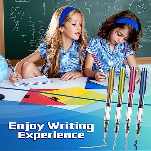 Bewudy 4 Pcs Refillable Fountain Pen Transparent Caligraphy Pens for Writing Upgrated Fine Nib Piston Filling Fountain Pen