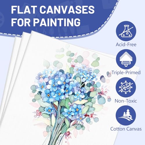 FUMILE 5x7 Canvas for Painting, 12 Pack Stretched Small Canvases for Painting-5/8 in Profile Primed White Blank Painting Canvas Value Pack for Oil & Acrylic Paint - size: 5x7IN