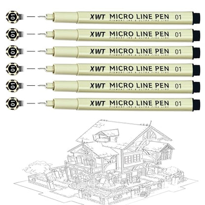 Micro Fineliner Pens 6Pcs 0.25mm/Set, Ultra Fine Fineliner Pen, Water-based Black Pigment Ink, Drawing Journaling Doodling Supplies for Artists, Designers, Students - color: Micro Line Pen-6pcs 0.25mm
