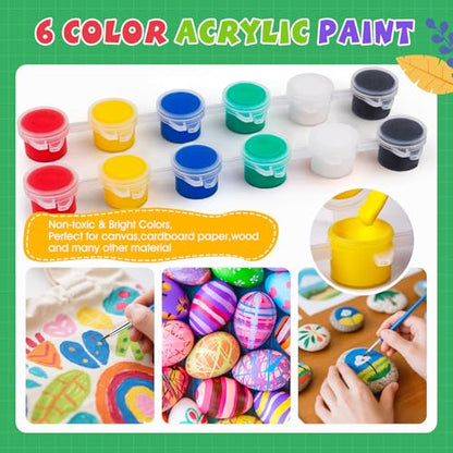 ESRICH 24 Set Mini Acrylic Paint Kit, 5in Mini Stretched Canvas with 7.5in Easel,Acrylic Paint Strips, Paint Palettes, Painting Brushes, Small Canvas and Easel Set for Artists Beginner, Gift - size: 24 set 5 x 5 inches