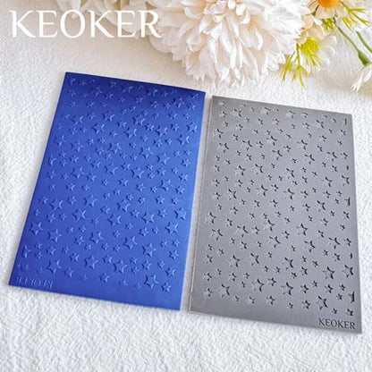 KEOKER Polymer Clay Texture Sheets, Stars Clay Texture Mat, Polymer Clay Earrings Tools on Independence Day or 4th of July, Like Polymer Clay Rollers, Great Work with Polymer Clay Cutters (Stars)