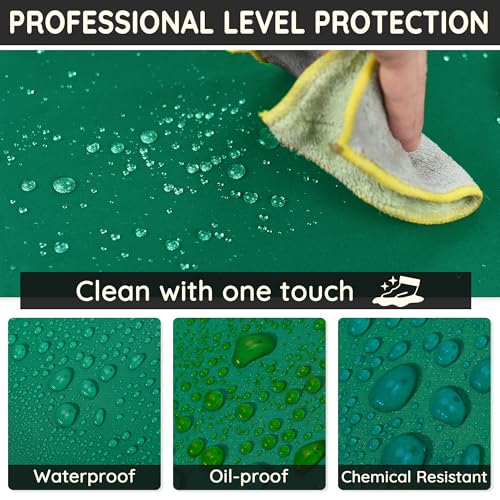 Thicker Rubber Apron, Extra Long Adjustable Apron, Heavy Duty Oil&Chemical Resistant Waterproof Work Aprons - color: Green