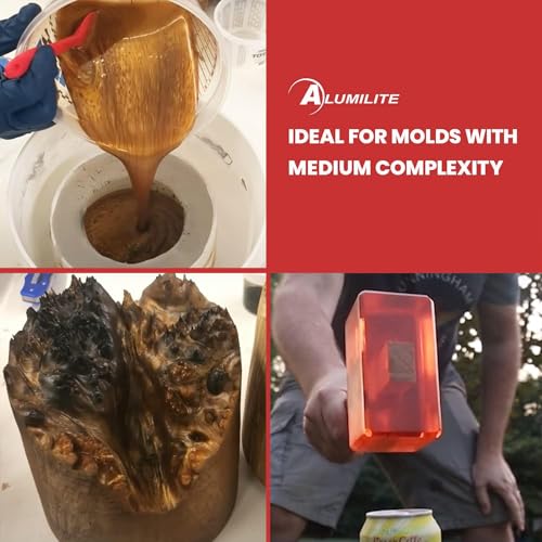 Alumilite Plat 25 Platinum-Based Silicone Mold-Making Kit 2 lbs (1 lb Part A + 1 lb Part B) with Rubber, For Resin Casting, Food-Safe Molds for Fondants, Cakes, Chocolate, and Sugar