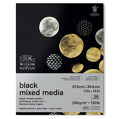Winsor & Newton Professional Mixed Media Pad, 11" x 14", 25 Sheets, 200gsm, Black - size: 11" x 14", style: Mixed Media Pad - Black