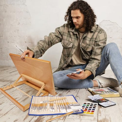 CONDA Wood Drafting Table Easel 17 Inches by 12.8 Inches Drawing and Sketching Board, A3 Drawing Board in 17 Inches by 12.8 Inches for Adults, Artists, Beginners & Students - style: Tabletop Easel