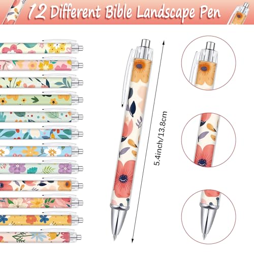 Motiskyy 24 Pcs Floral Pens Flower Ballpoint Pens Flower Notepads Set Design Line Notebook Employee Gifts Set for Student School Office Supplies, Back to School Gift(Cute) - style: Cute