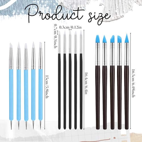 JJUNW 15 Pcs Silicone Clay Sculpting Tools, Pottery Tools Modeling Dotting Tool, Silicone Sculpting Brush for Adults, Rock Painting, Nail Art, DIY, Drawing, Art Modeling, Shaping, Pottery Craft