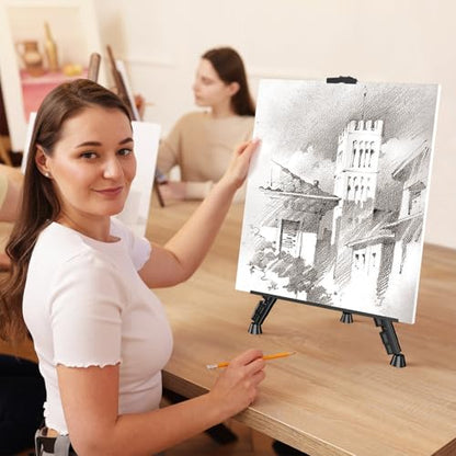Art Painting Tripod Easel Stands - Portable Adjustable Display Artist Metal Easel with 1 Bag for Tabletop/Floor Painting, Height from 17 to 66 inches, Sturdy for Drawing, Displaying - Black 2 Pack - style: Black-2pack