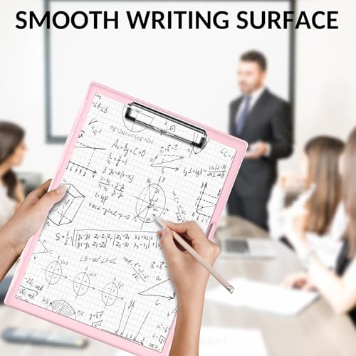 Sooez Clipboard with Storage, Heavy Duty Cleaview Clip Boards 8.5x11 with Dual Storage, Dry Erase Plastic Nursing Clipboard, High Capacity Clipboards Folder for Teacher Nurse, School & Office Supplies - color: Light Pink
