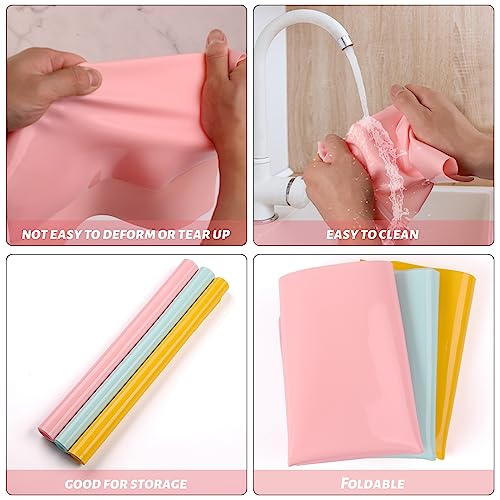 Actvty 3 Pack Silicone Mats, 15.7"x 11.8" Silicone Sheets for Crafts, Placemat, Resin Casting Molds Mat, Jewelry Casting Supplies (Pink Blue Yellow)
