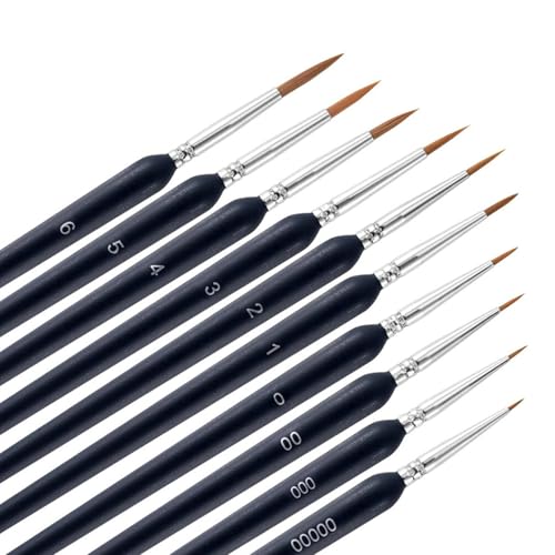 10 PCS Detail Paint Brush Set – Ultra-Fine Tip Brushes for Miniatures, Models & Paint by Numbers – Pastel Handles – Works with Acrylic, Oil & Watercolor