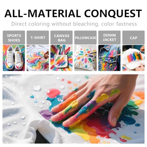GOODTAKE Fabric Paint Set of 3 Colors - Pink, Orange, Sky Blue - 250ml (9 Fl Oz) Each - Permanent Acrylic Paint for Fabric & Clothes - for DIY T-Shirts, Jeans and Textile Art Projects