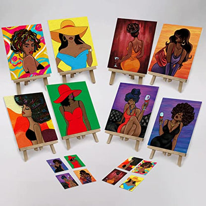 8 Pack Pre Drawn Canvas for Painting for Adults Sip and Paint Party Supplies Painting Kit 8x10 Stretched Outline Canvas Paint Party Favor for Artist Beginners - size: 8x10, style: Chic Girl, without Frame