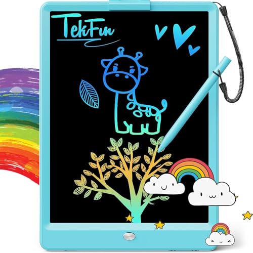 TEKFUN LCD Writing Tablet for Kids, 10-inch Coloring Drawing Pad, Mess Free Doodle Board, Airplane Travel Toys for Boys and Toddlers, Road Trip Essentials, Gifts for 3 4 5 6 7 8 Year Old Girls(Blue) - color: Blue, size: 10 inch