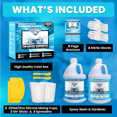 Epoxy Resin Art Resin Crystal Clear Formula- The Artist's Resin for Coating, Casting, Resin Art, Geodes, Tabletop, Bar Top, Live Edge Tables, River Tables- Non-Toxic -1 Gallon Kit - color: The Artist's Resin New Formula 1 GALLON
