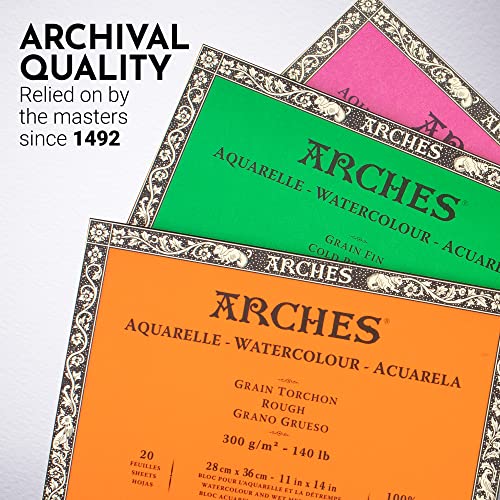 Arches Watercolor Paper Block, Hot Press, 11" x 14", 140 pound - size: 11"x14", style: Hot Press