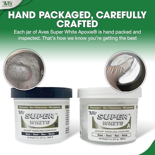 Aves Apoxie Sculpt Super White - 2 Part Modeling Compound (A & B) - 1 Pound, Apoxie Sculpt for Sculpting, Modeling, Filling, Repairing, Easy to Use Self Hardening Modeling Compound