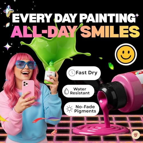 8 Colors Acrylic Paint Set, Acrylic Paint with 6 Brushes, 4oz/120ml Bottles, Paint for Artists, Beginners and Kids on Canvas Rocks Wood Ceramic Fabric