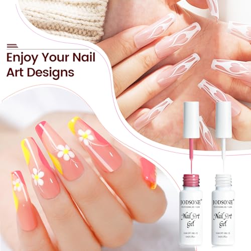JODSONE 10pcs Nail Art Gel Liner Set,3D Nail Art Pens Effect for Fine Lines,Thin Brush Detail Polish,DIY Painted Nails at Home Salon,Liner Gel Nail Polish for Girls & Women - color: 10colors set