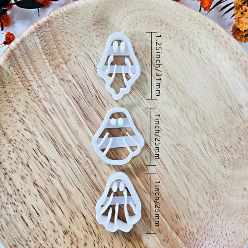 Xaekicr Halloween Ghost Polymer Clay Cutters – 3 Pcs Spooky Clay Cutters for Earrings and DIY Crafts, Polymer Clay Tools for Jewelry Making - color: X color