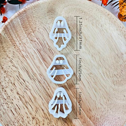 Xaekicr Halloween Ghost Polymer Clay Cutters – 3 Pcs Spooky Clay Cutters for Earrings and DIY Crafts, Polymer Clay Tools for Jewelry Making - color: X color