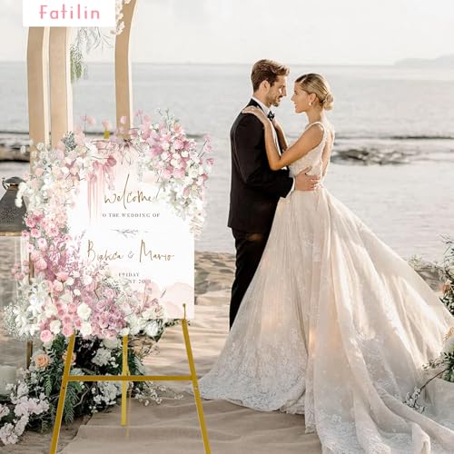 43.5" Gold Easel Stand for Sign, Heavy Duty Easel 4-Tier Adjustable Metal Floor Display Easel for Wedding Signs, Welcome Signs, Posters, Mirrors, Pictures, Art, Parties & Paintings - size: 43.5