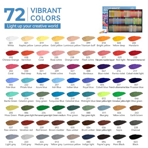 Paul Rubens Oil Pastels Set - 72 Vibrant Colors, Ultra-Soft and Creamy Texture, Easy to Blend for Artists and Beginners - Bullet Head Design for Drawing, Painting, Sketching - New Packaging - style: 72 Basic Colors