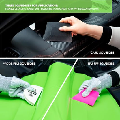 FOSHIO Vinyl Wrap Tool Kit - Professional PPF, Window Tint & Car Wrap Tools Set, Includes Bulldozer/Mini/Corner/Felt Squeegees, Scrubber, Tint Brush, Craft Knives, Plastic Blades for Car Wrapping