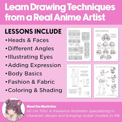 Faber-Castell Anime Drawing Kit: Chibi Edition | Step-by-Step Instruction Book with 20 Practice Pages, Color Pencil Set & Drawing Supplies for Kids, Back to School Supplies (1 Book) - style: Chibi Edition