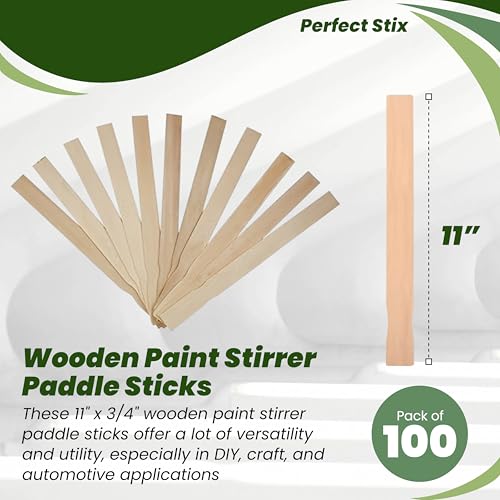 11" x 3/4" Wooden Paint Stirrer Paddle Sticks/Craft Sticks/Automotive Paddle - Pack of 100ct