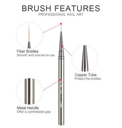 KADS Fine Liner Nail Brush Metal Handle Nail Painting Design Brush Drawing Pen 6mm 9mm 12mm 15mm 18mm (6mm) - color: 6mm (Single)