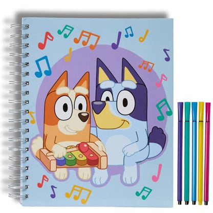 Bluey Sketchbook for Kids with Washable Markers, 86 Blank Pages Spiral Bound, Light Blue - color: Bluey- Light Blue