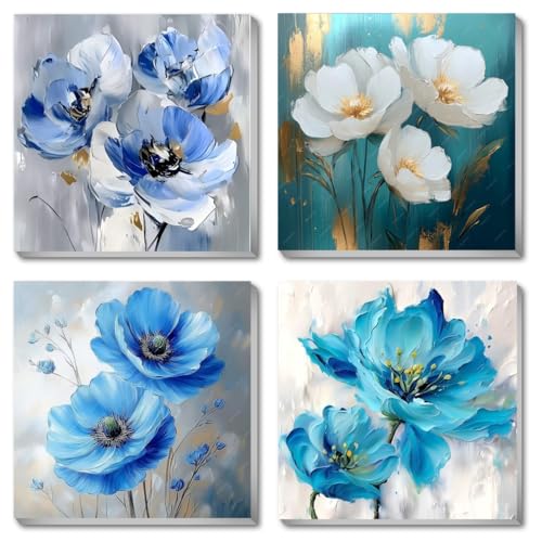 4 Pack Flowers Paint by Number for Adults Kids Framed, Easy Acrylic Adults Paint by Numbers Kits on Canvas with Paints and Brushes, Small Flowers Arts and Crafts Kits for Home Wall Decor (8 x 8 Inch) - color: BKH1656-BKH1657-BKH1658-BKH1659-US