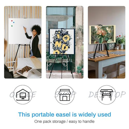 RRFTOK Artist Easel Stand,Metal Tripod Adjustable Easel for Painting Canvases Height from 21" to 66" with Reinforced Triangle,Carry Bag for Table-Top/Floor Drawing and Didplaying(3pack). - style: 66BL 3-pack
