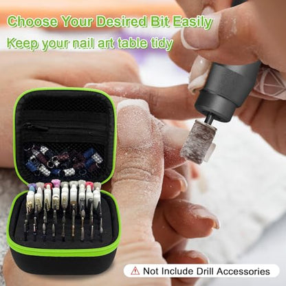 81 Holes Nail Drill Bit Holder, Nail Bits Display Organizer Container, Waterproof Portable Organizer Bag, Efile Nail Bits Professional Nail File Bits Manicure Tools, (Green) (ONLY CASE) - color: Green