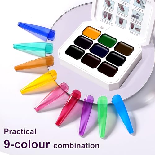 Gradient Painting Gel, 9 Colors Ombre Gel Nail Polish Glazed Colors for Pigment Pat Aura Nails French Manicure Soak Off UV Long-lasting High-glossy Home Nail Salon Dopamine Fructose - color: Dopamine Fructose