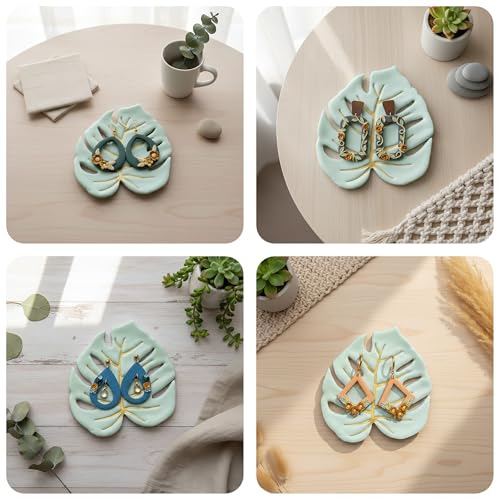Botanical Trinket Cutter Set for Polymer Clay Display & Jewelry Styling – Monstera, Sunflower & Daisy | SUNMODA-TRI - color: Sunflower+Monstera+Daisy
