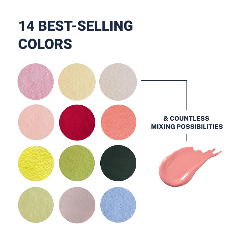 Paint Set(15ml/2Tubes) - Watercolor Gouache | Pastel Rose,Blush | Easy Mixing |Watercolor Paints for Beginners, Artists, Acuarelas - color: Pompadour Pink, Peach