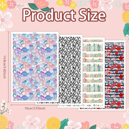 Polymer Clay Transfer Paper, 20 Pcs 4 Design Floral Hearts Bookshelf Pattern Shape Water Soluble Transfer Sheet for Polymer Clay Earrings Jewelry Making Disposable Stickers DIY Crafts 5.82X3.93 in - color: 4 Pattern Sets