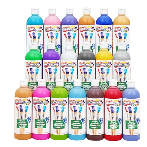 Colorations Paraben-Free Washable Tempera Paint Set, 19 Colors, Non-Toxic, Vibrant, Kids' Art Supplies, Classroom Must Haves - color: Assorted, 19 Colors