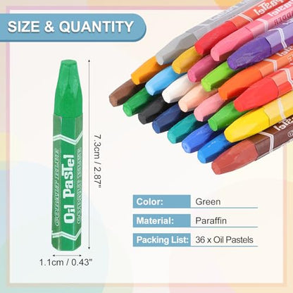 PATIKIL Green Oil Pastels, 36Pcs Soft Oil Crayons Pastels Stick Vibrant and Creamy Art Supplies Bulk for Artists Beginners Art Painting Drawing Blending Graffiti Gallery - color: Green
