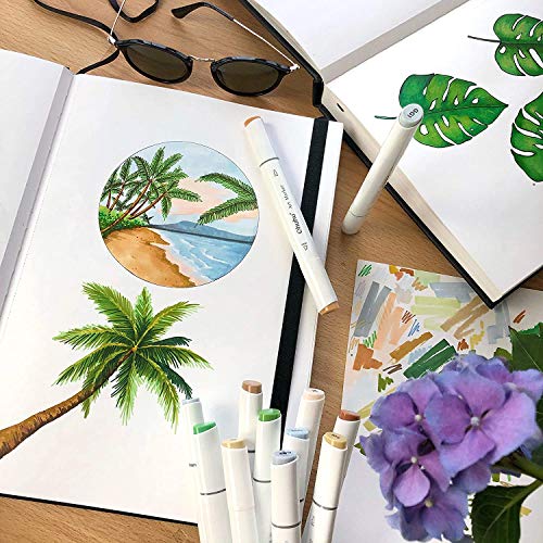 Ohuhu Sketchbook Marker Paper Pad: 8.3"x8.3" Square Art Sketch Book Drawing Papers 78 Sheets/156 Pages 120 LB/200 GSM Hardcover Sketching Books for Alcohol Markers Heavyweight Sketchpad Christmas Gift - size: 8.3" x 8.3 "